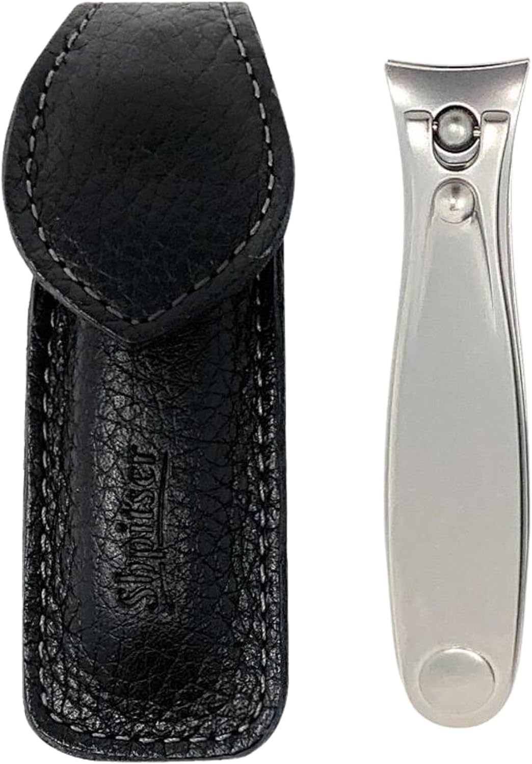Shpitser Manicure and Pedicure Large Toenail Clipper, German Stainless Steel, Handmade in Solingen Germany, Large, 8cm, Leather Case (Black)