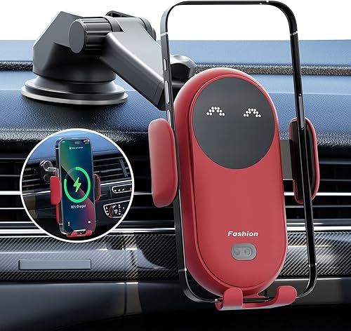 Cargador inalámbrico para automóvil con fuerte succión y gancho estable, soporte para teléfono de automóvil para ventilación del salpicadero del