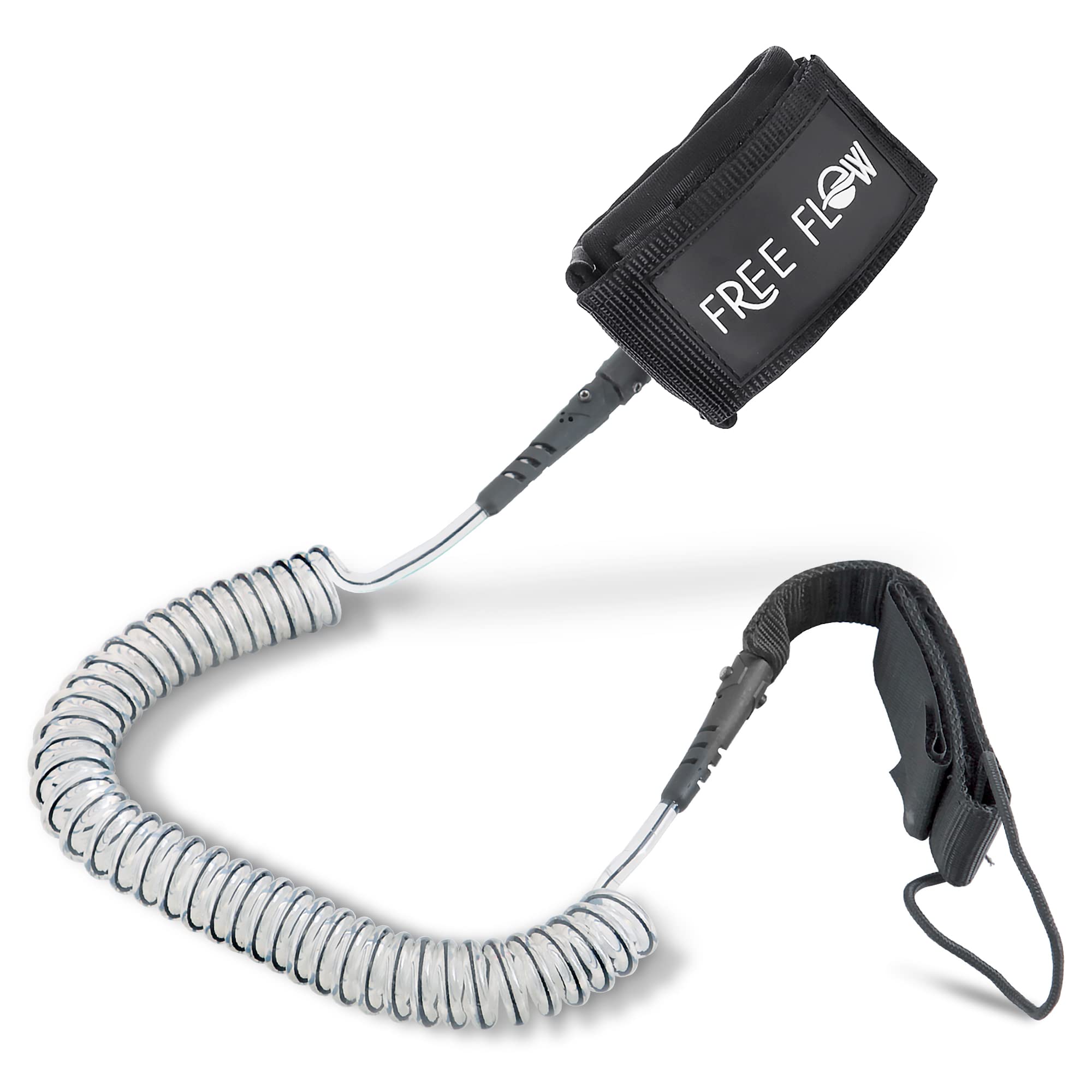 SereneLife SUP Safety Leash with Quick Release Pull Tab and 360° Swivel Rotation, Coiled Leg Leash for Inflatable Stand Up Paddle Boards