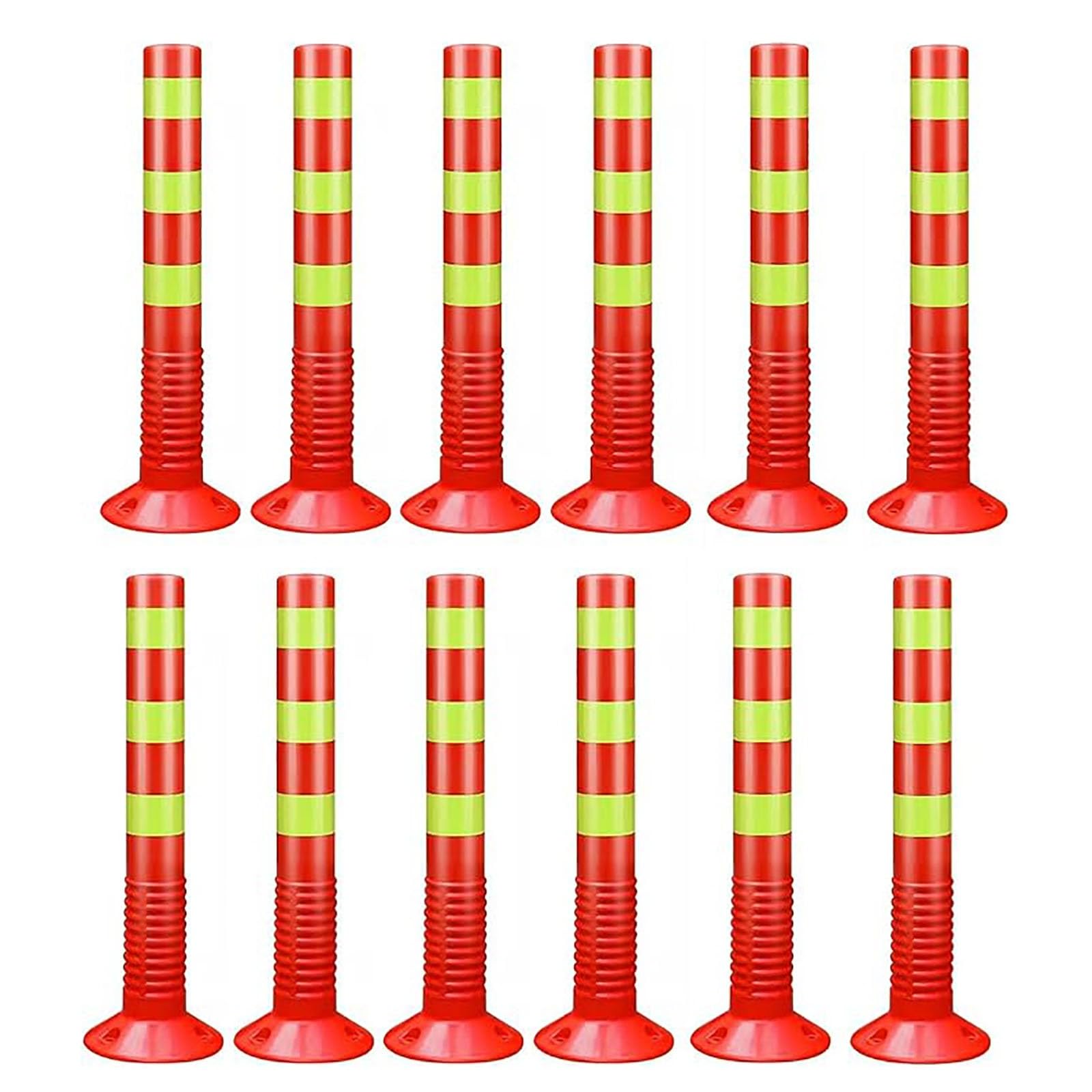 HCZKIUJY Parking Barrier Flexible Traffic Delineator Posts Safety Cones, Road Night Visual Bollard Pole (Red 12 pack)