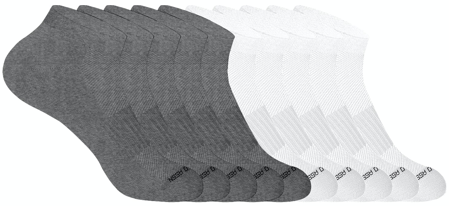 U.S. Polo Assn. 10 Pair Boy's Athletic Performance Socks - Low Cut Moisture Control & Breathable Cushion Socks - Ultra-Soft Ankle Socks, GRY/WHT 7261 (Shoe Size 4-11)