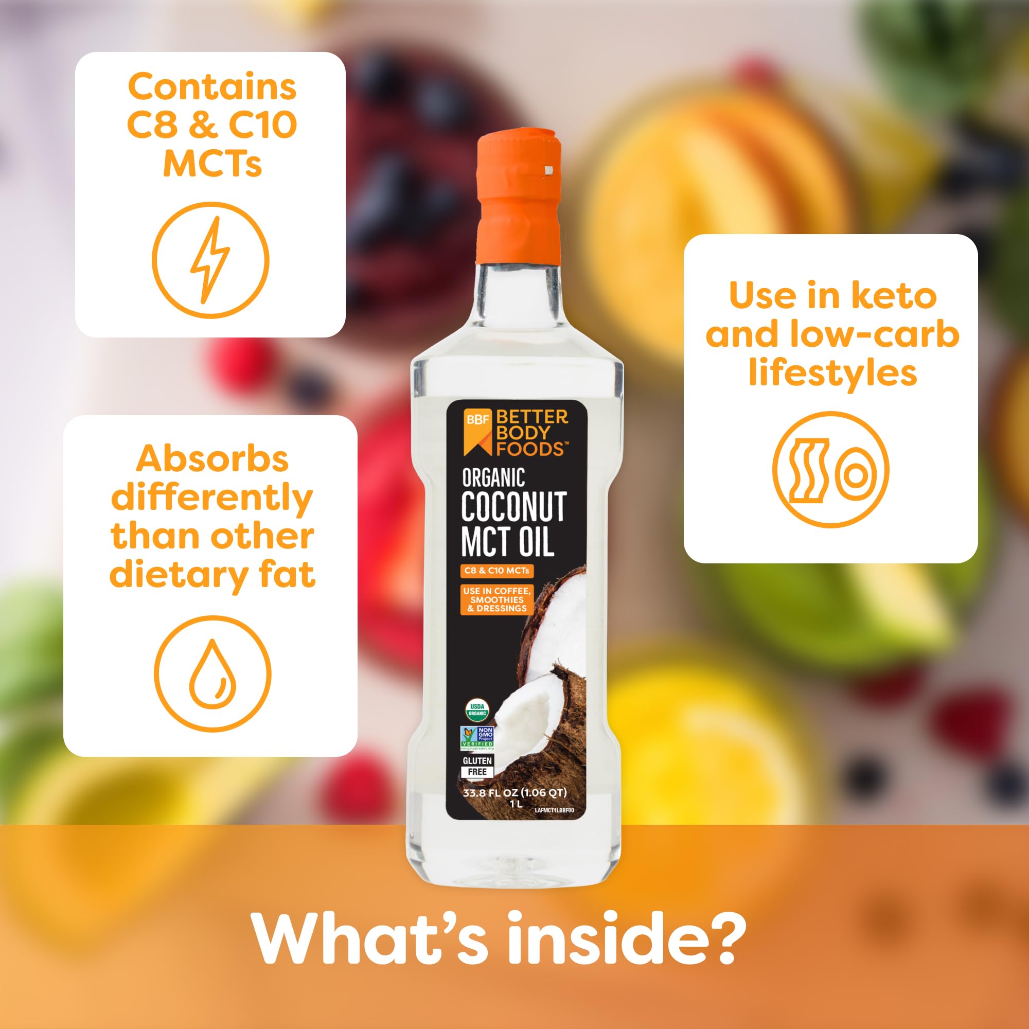 BetterBody Foods Organic Coconut MCT Oil 33.8 Fl Oz, C8 & C10, Keto Coffee — Amazon image 4