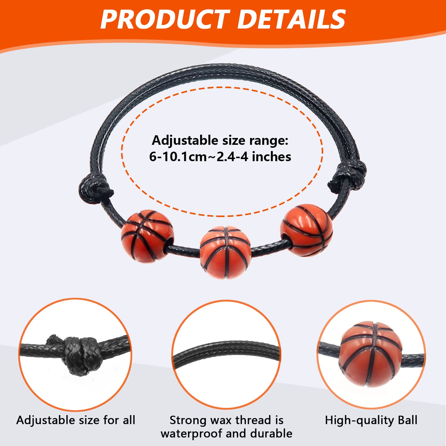 Pulsera de Baloncesto Pulseras Inspiradoras de Equipo Pulsera de Baloncesto Trenzada Ajustable para Adolescentes Adultos Hombres Mujeres Jugadores de Baloncesto Equipos, 20 Piezas