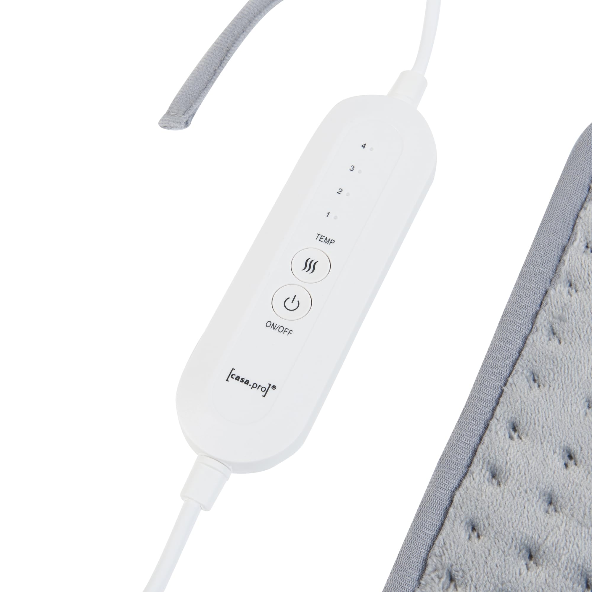[en.casa] Almohadilla Eléctrica para Espalda con Cinta Almohada Térmica Apagado Automático Lavable 80W 4 Niveles de Calor Temperatura Regulable Vlies 50 x 40cm - Gris