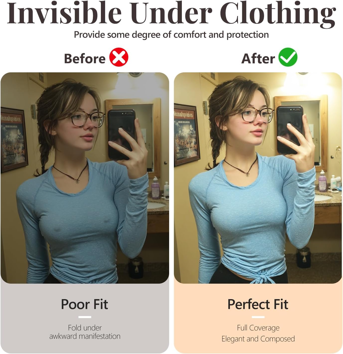 Nipple Covers for Women–2 Pairs Reusable Silicone Pasties, Adhesive&Waterproof, No Show Design with Travel Box - Image 4