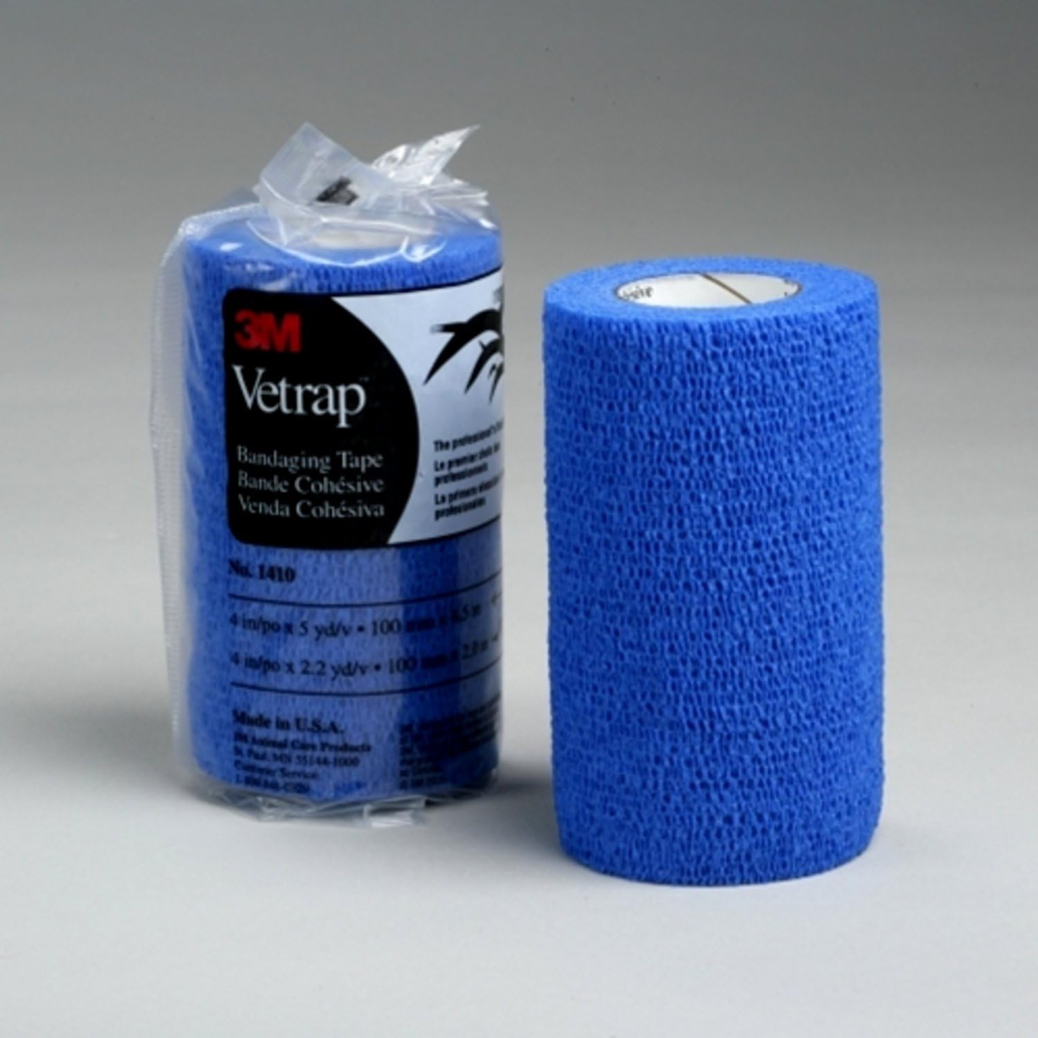 3m 10cm x 4.5m. Pack x 4 Bandages. Cohesive Horse Wrap (Blue)