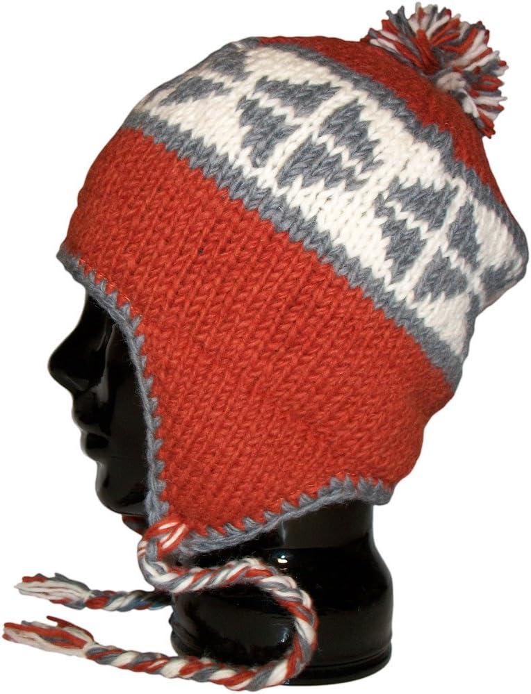 Authentic Soul Desert Orange Beanie Ear Flap Sherpa Hat Cap