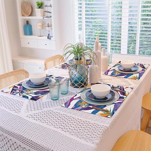 Miniatura 8 de Leaf Decor Design Placemats Set of 4 Table Mats Washable Placemat Waterproof Place Mats for Party Home Dining Table Decor 18x12 in