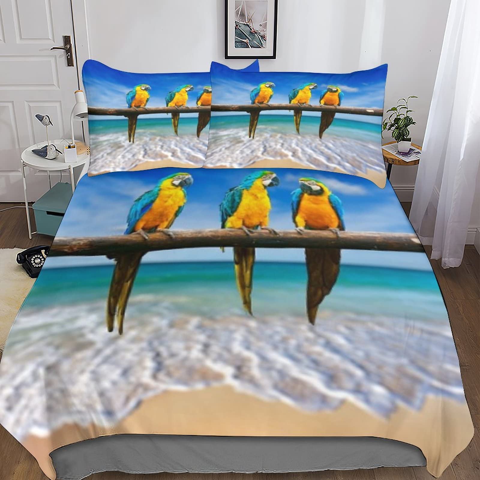 Housse de couette perroquet 3D 200x200 microfbre