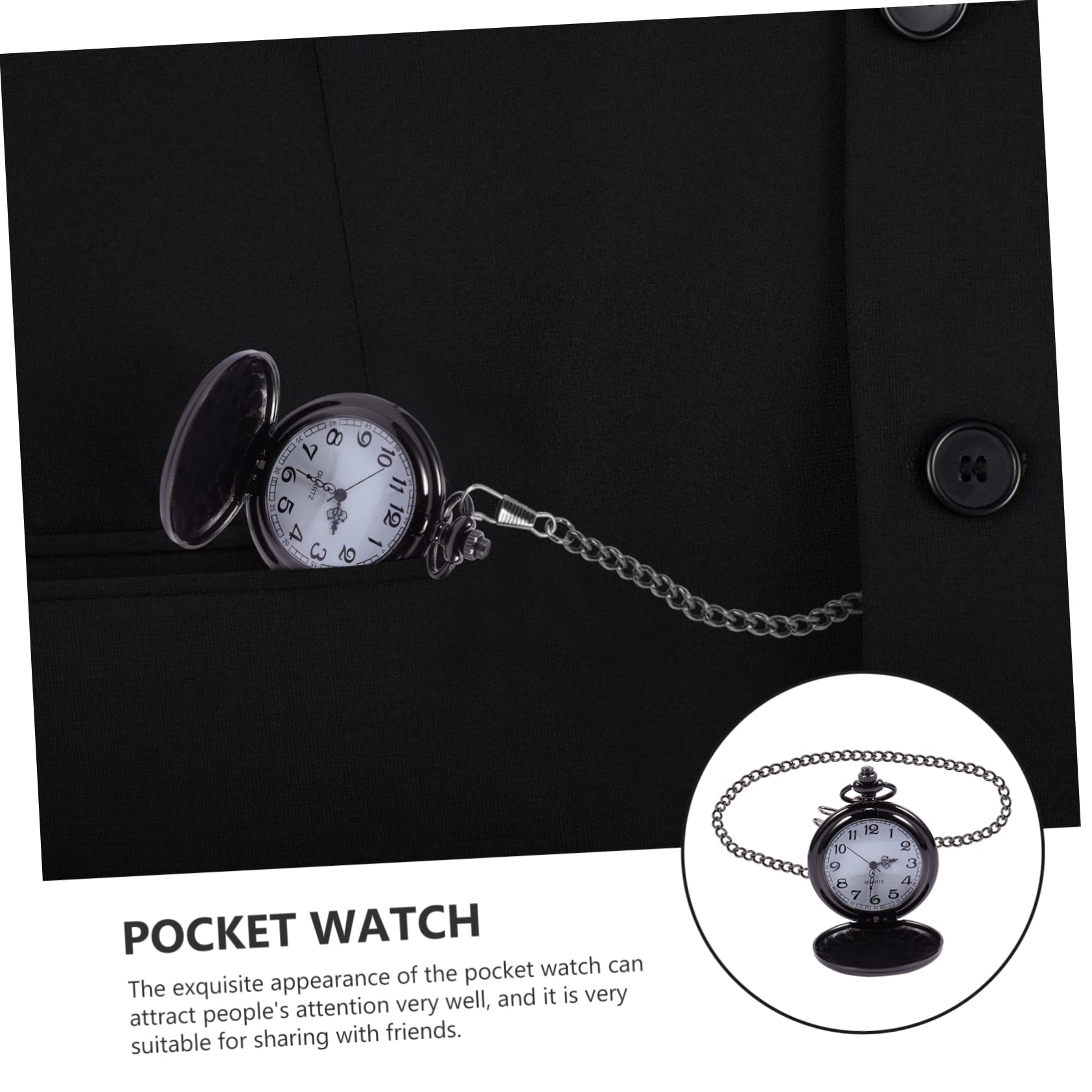 PACKOVE 3piezas Reloj De Bolsillo Vintage con Números Árabes Reloj De Cuarzo para De Cumpleaños y Aniversario para Esposo Diseño Elegante y Clásico para Ocasiones Especiales