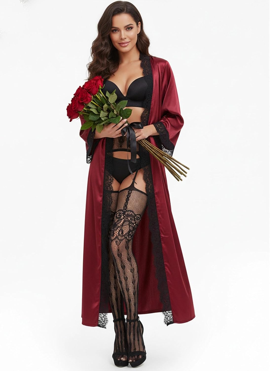 Womens Fishnet Stocking High Waist Mesh Tights Suspender Valentine's Thigh High Stockings Plus Size Fishnet - Image 7