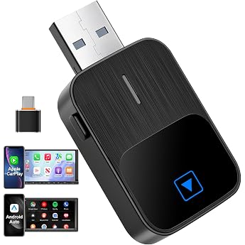 Mineup CarPlay Wireless Adapter 2-in-1 Wireless Android Car & Carplay Wireless Adapter Converts Wired CarPla into Wireless CarPla Plug and Play Supports iOS 10 and Android 11