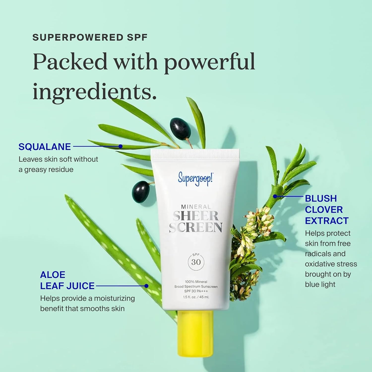 Supergoop! Mineral Sheerscreen SPF 30 PA+++, 1.5 fl oz - Mineral, Broad Spectrum Face Sunscreen + Primer + Helps Filter Blue Light - Satin Finish - For All Skin Types