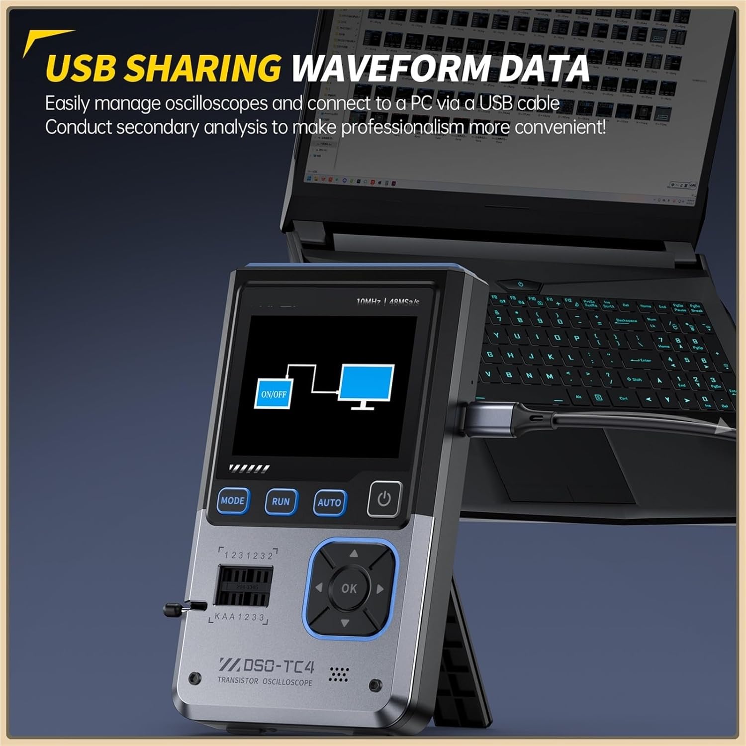 DSO-TC4 3-in-1 Digital Oscilloscope 10MHz Bandwidth 48Ms/s Sampling Rate Transistor Diode Tester DDS Signal Generator