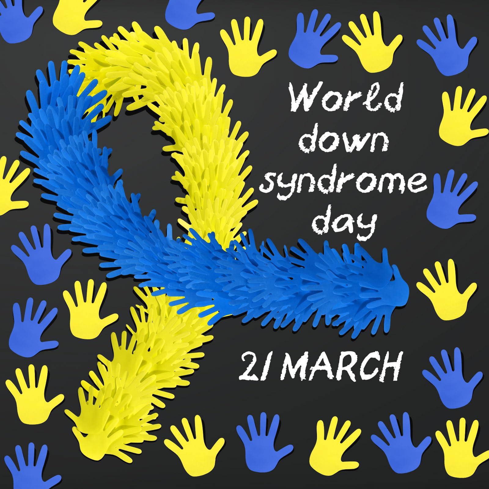 MotiMind 1000 Pcs World Down Syndrome Day Bulletin Board Decorations Bulk Yellow Blue Hand Shaped Sticky Notes Notepads Down Syndrome Awareness Items