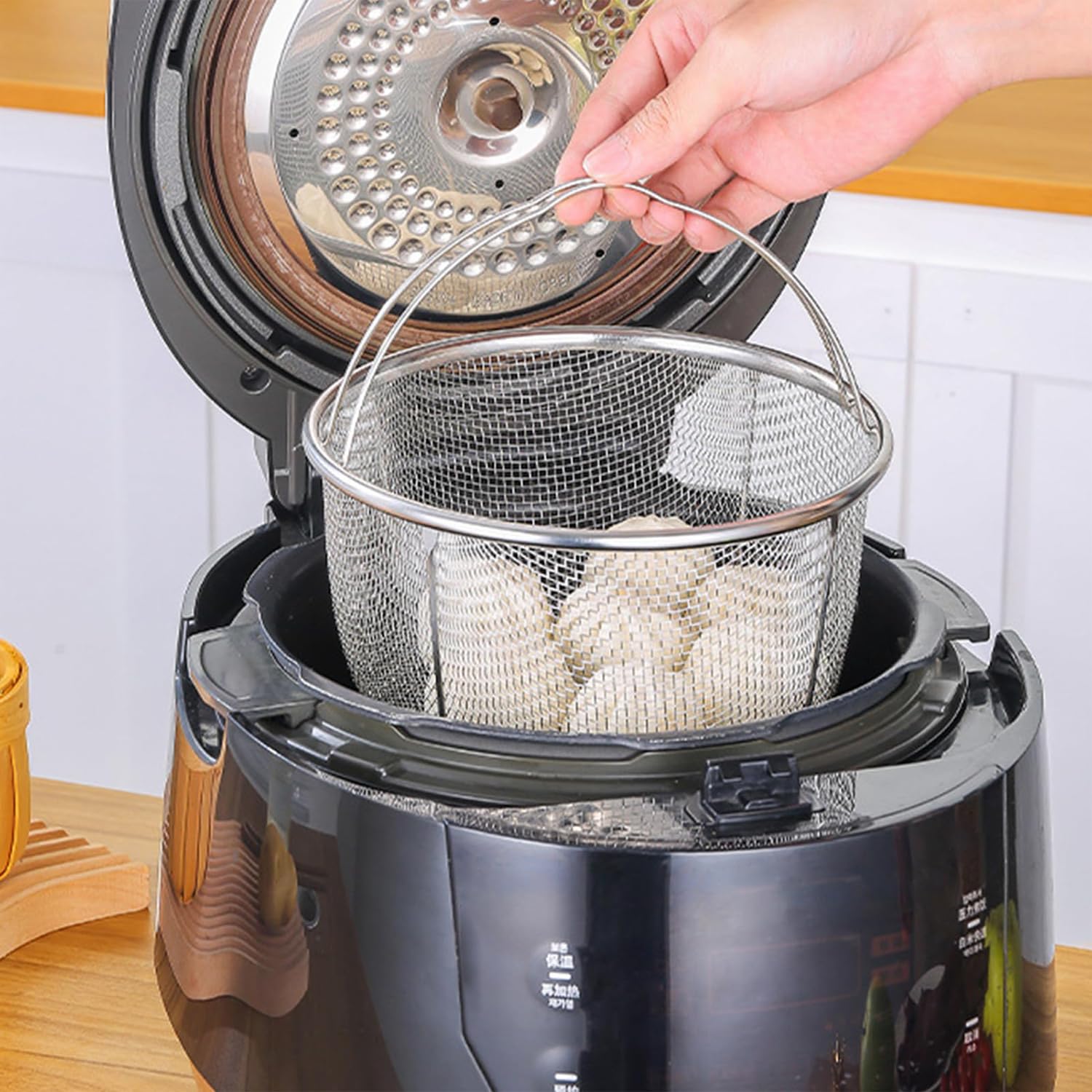 Cesta de Acero Inoxidable, Cesta de Malla para Vapor, Cesta de Vapor de Malla, Cocinar Cesta de Colador de Malla de Acero Inoxidable, Cesta para Cocer Al Vapor, para Lavar Freír Al Vapor(20cm)