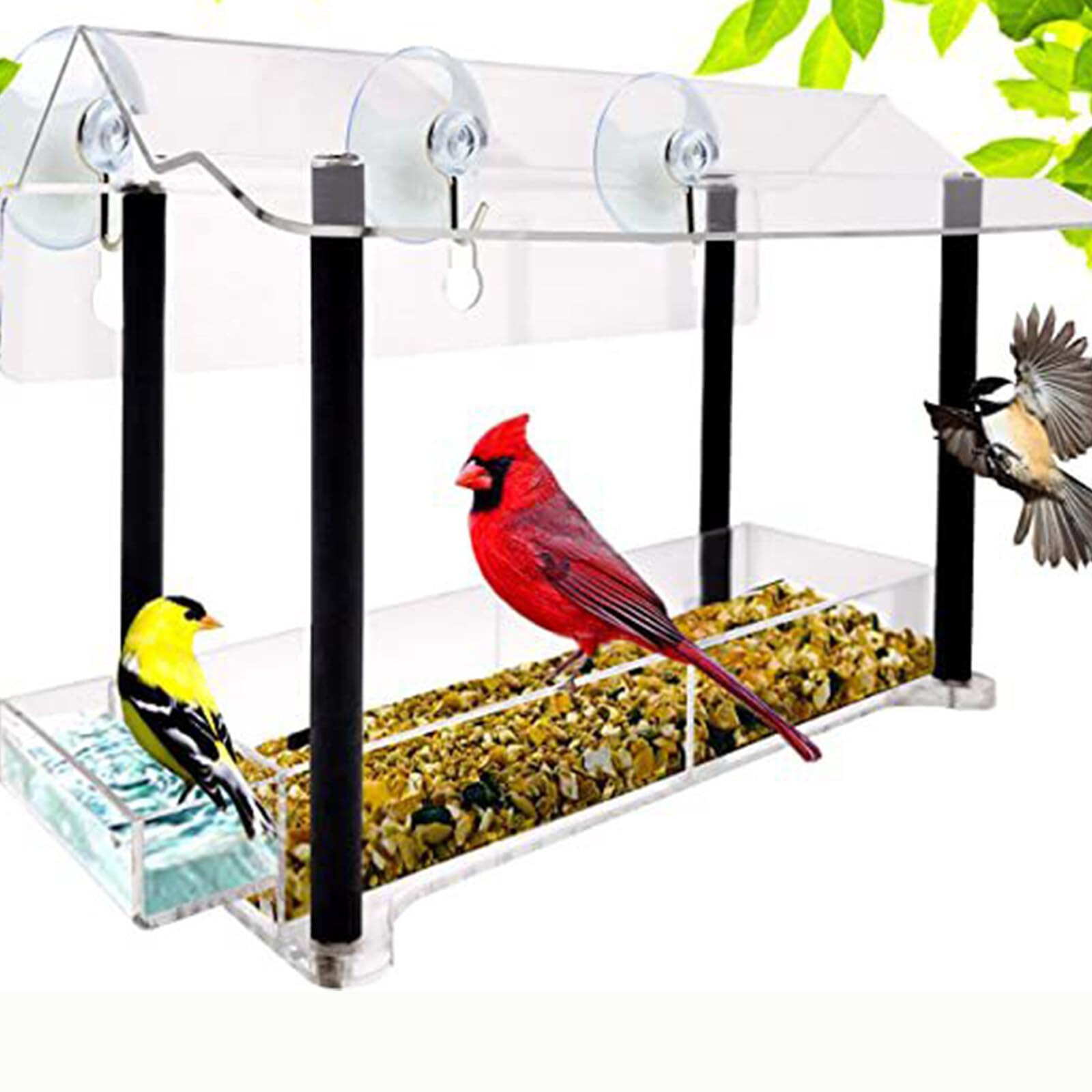 Comedero para pájaros de Ventana,ventosas Fuertes,Bebedero Pajaros Exterior,Comedero para Ventana Transparente para pájaros Silvestres,pinzones y cardenales
