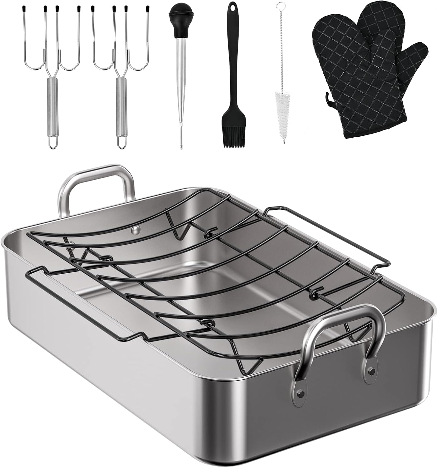 Lifancy Roasting Pan with Nonstick Rack, 17 x 13 Inch