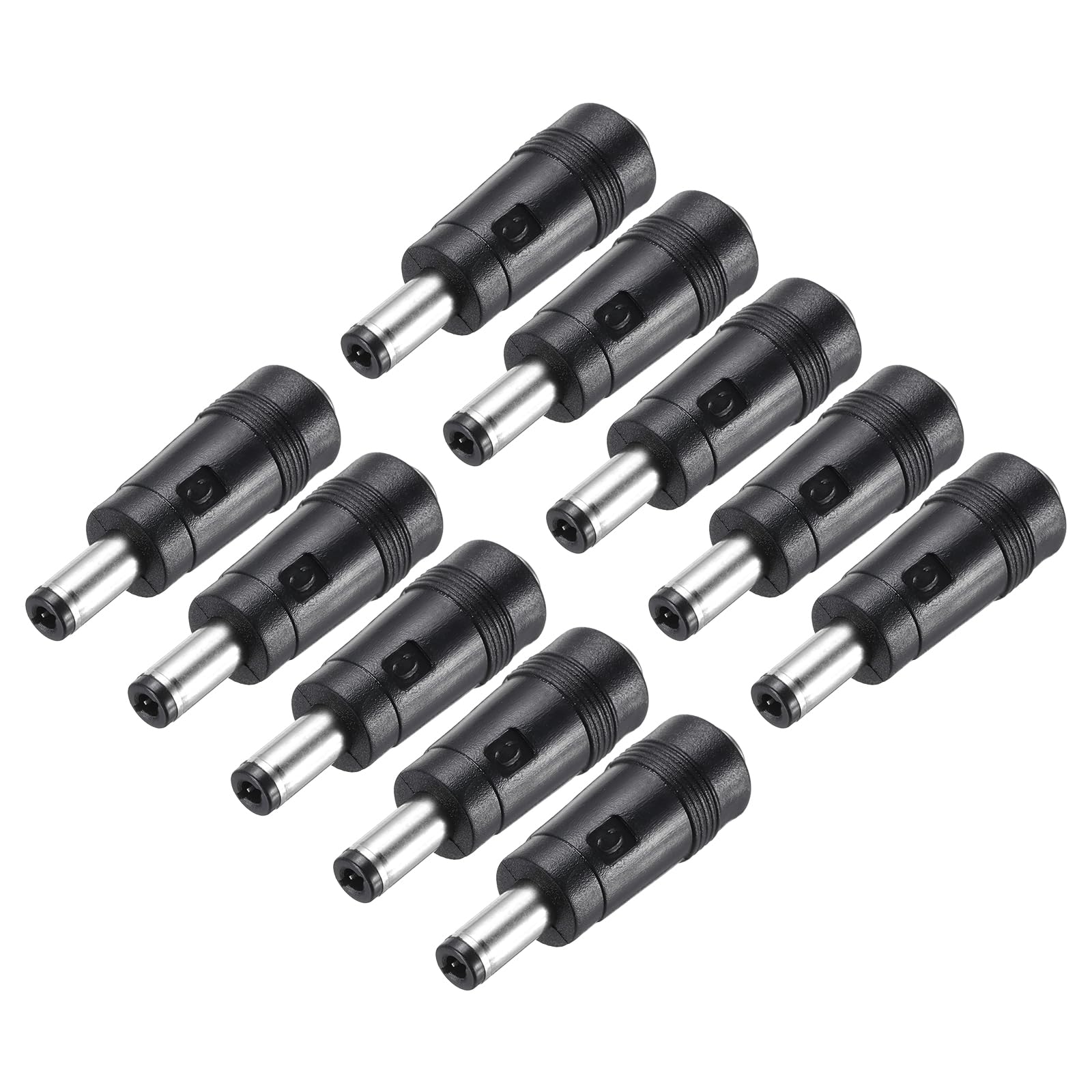QUARKZMAN 10 Pz Adattatore di Alimentazione DC, Femmina Dritta 5.5mm x 2.1mm a Maschio 5.5mm x 2.5mm Suggerimenti per la Spina Nera con Filo da 1.57 Pollici di Alimentazione Esterna