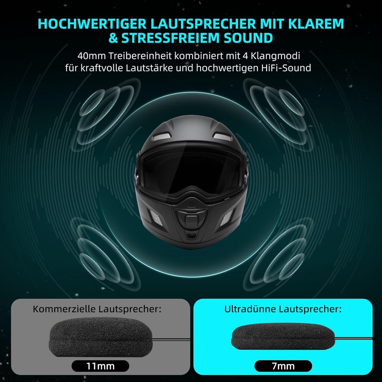 R18 Motorrad Bluetooth Headset, Kommunikationssystem für bis zu 10 Motorräder mit Reichweite von 2000m,motorradhelm mit Bluetooth，intercom Motorrad mit HiFi/Musik Teilen/FM/AI Sprache（1pc）