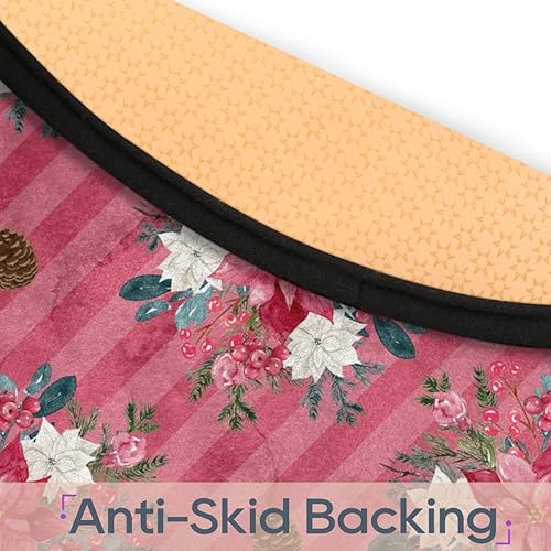 Miniatura 4 de Christmas Flower Poinsettia 06 Round Area Rug 3ft Machine Washable Circular Rugs for Dining Room Table Bedroom Playroom Throw Rugs for Dog Living