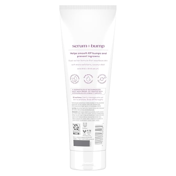 Dove KP Bump Body Scrub with 10% AHA & BHA For Rough Bumpy Skin, Violet Woods Scent, 8.5 OZ