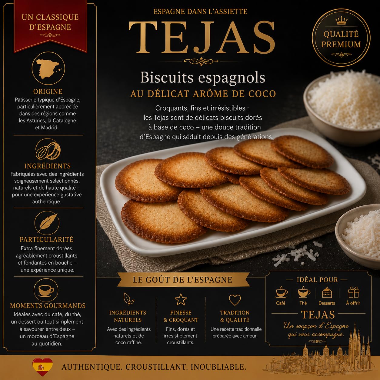 MARIA GOURMET - Panier Gourmand a Offrir Coffret Gourmand Charcuterie Espagnole Gourmet – Jambon de Teruel AOP - Lomo Duroc - Saucisson Longaniza d’Aragon - Tuiles à la noix de coco et chips - Box1