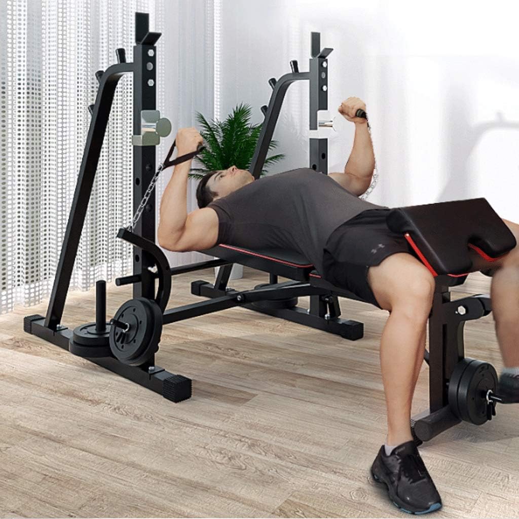 Gym Weight Bench Squat Rack Weightlifting Bed Adjustable Weight Benche Set Multifunctional Weight-Lifting Bed Weight-Lifting Machine Fitness Strength Training Benches (Color : B)