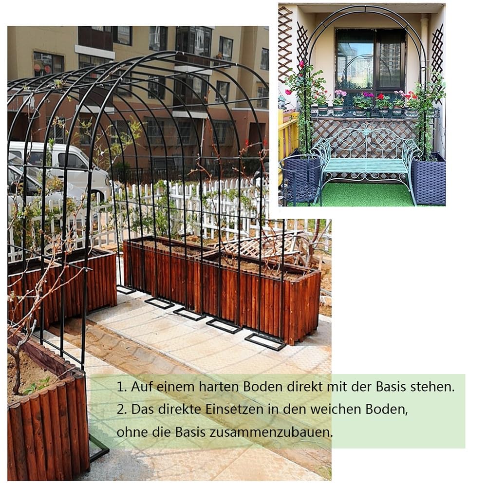 Gartenspalier aus Metall, für Kletterpflanzen, Breite 120 cm, 240 cm, dekorativer Garteneingang für Reben und Rosen, stabiler Outdoor-Torbogen (Größe: B 300 x H 220 cm)