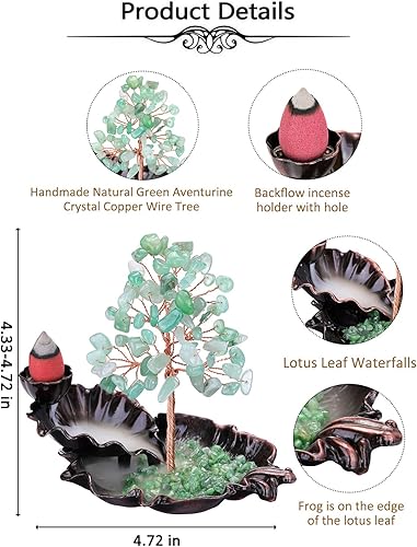 Miniatura 6 de Top Plaza Quemador de incienso en cascada, quemador de reflujo de cerámica, soporte de incienso para yoga, meditación, incienso en forma de hoja,