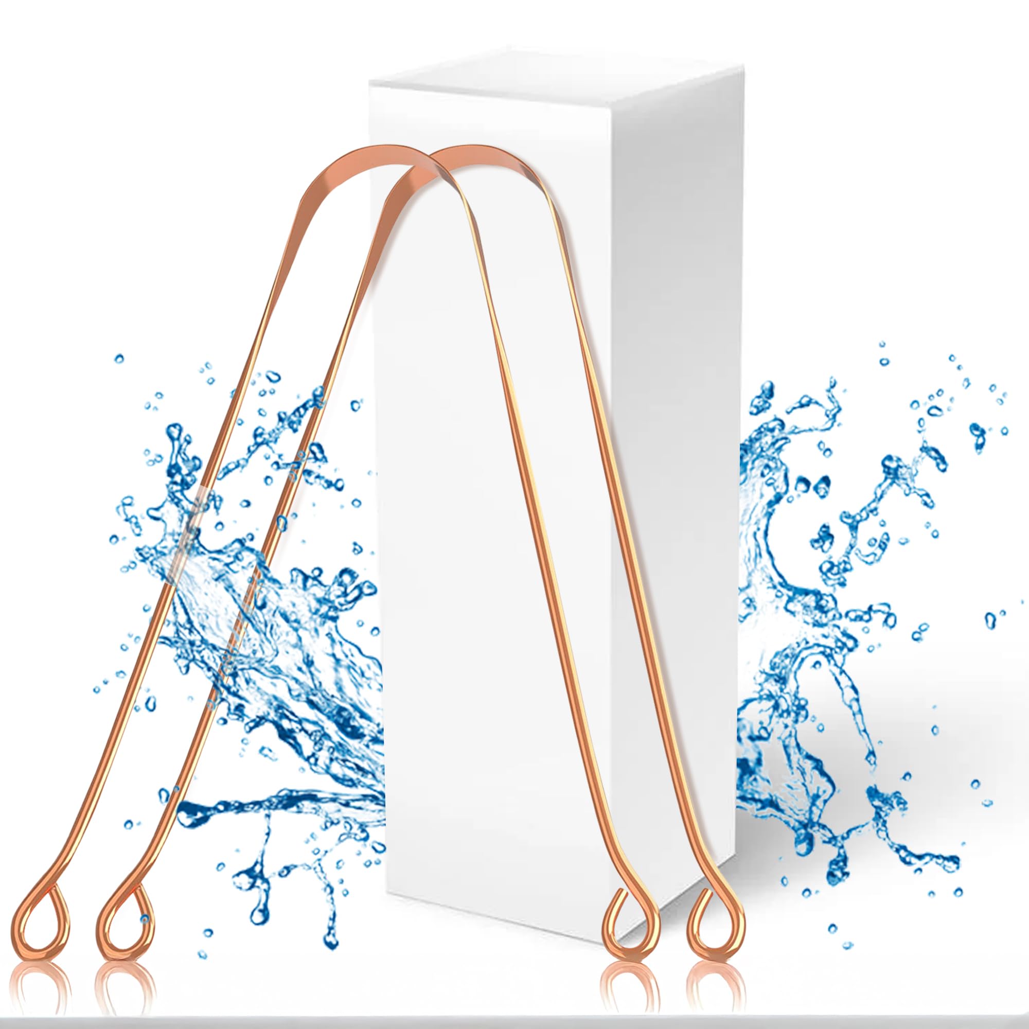 GUBB Copper Tongue Cleaner For Kids & Adults | Made up of 100% Pure Copper | Optimal for Oral Hygiene and Bad Breath Treatment | Ayurvedic Tongue Scraper For Bad Breath (Round) - Pack of 2