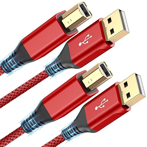 Miniatura 10 de sweguard - Cable de impresora 10 pies, cable USB-A a USB-B, cable de impresora y escáner trenzado de nylon de alta velocidad para HP, Canon, Dell