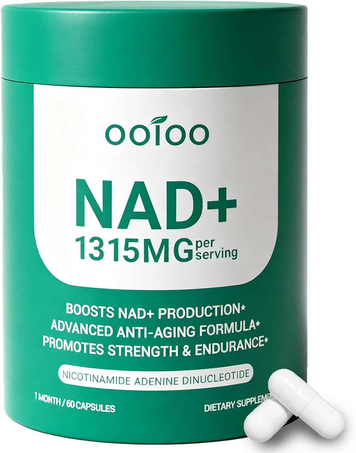 NAD+ Supplement 1315mg with Resveratrol – Liposomal NAD+ for Maximum Absorption – Advanced Cellular Health, Energy & Anti-Aging Support – NAD+ Supplements for Women & Men – 60 Capsules