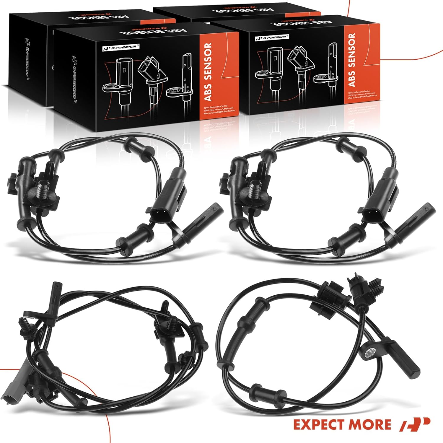 A-Premium ABS Wheel Speed Sensor Compatible with Dodge Models - Charger 2015-2020, Challenger 2017-2020, AWD - Front and Rear, Driver and Passenger Side, 2-PC Set, Replace# 68199987AC, 4779645AB