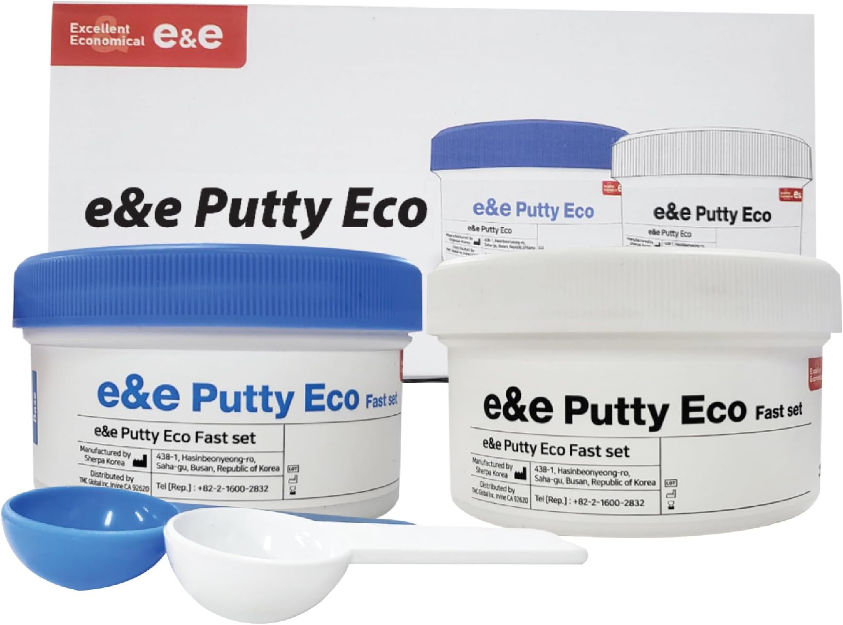 E&E Putty Fast Set | 250ml Base + 250ml Catalyst (1LB Each) | 40 Seconds Working Time | 2 Minutes Setting Time | Fast-Setting Silicone Putty