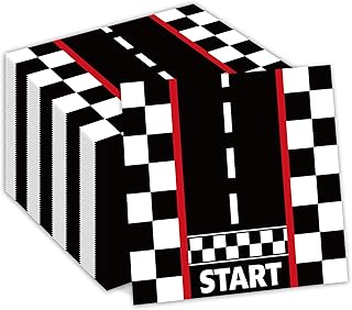40Pcs Race Car Party Napkins Disposable Black and White Checkered Paper Napkins Race Car Birthday Supplies for Baby Shower, Birthday Party, Weddings, Racing Themed Parties, Picnics,Camping, 6.5Inch