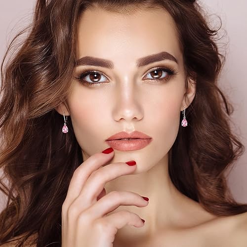 Miniatura 3 de YL Aretes colgantes de plata de ley 925, aretes de lágrima con piedra natal, regalos de joyería para mujer, Circonita cúbica