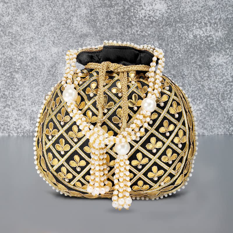 Image of Aheli Embroidered Potli Bag Gift for Women Handmade Ethnic Purse Evening Handbags Stylish Bridal Fashion Clutch Bag