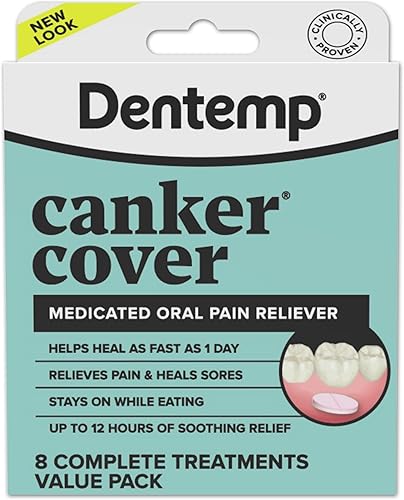 Miniatura 10 de Dentemp Funda para el cancro – Analgésico medicamento para el dolor de aftas (paquete de 3) – Tratamiento para aliviar el dolor bucal, úlceras