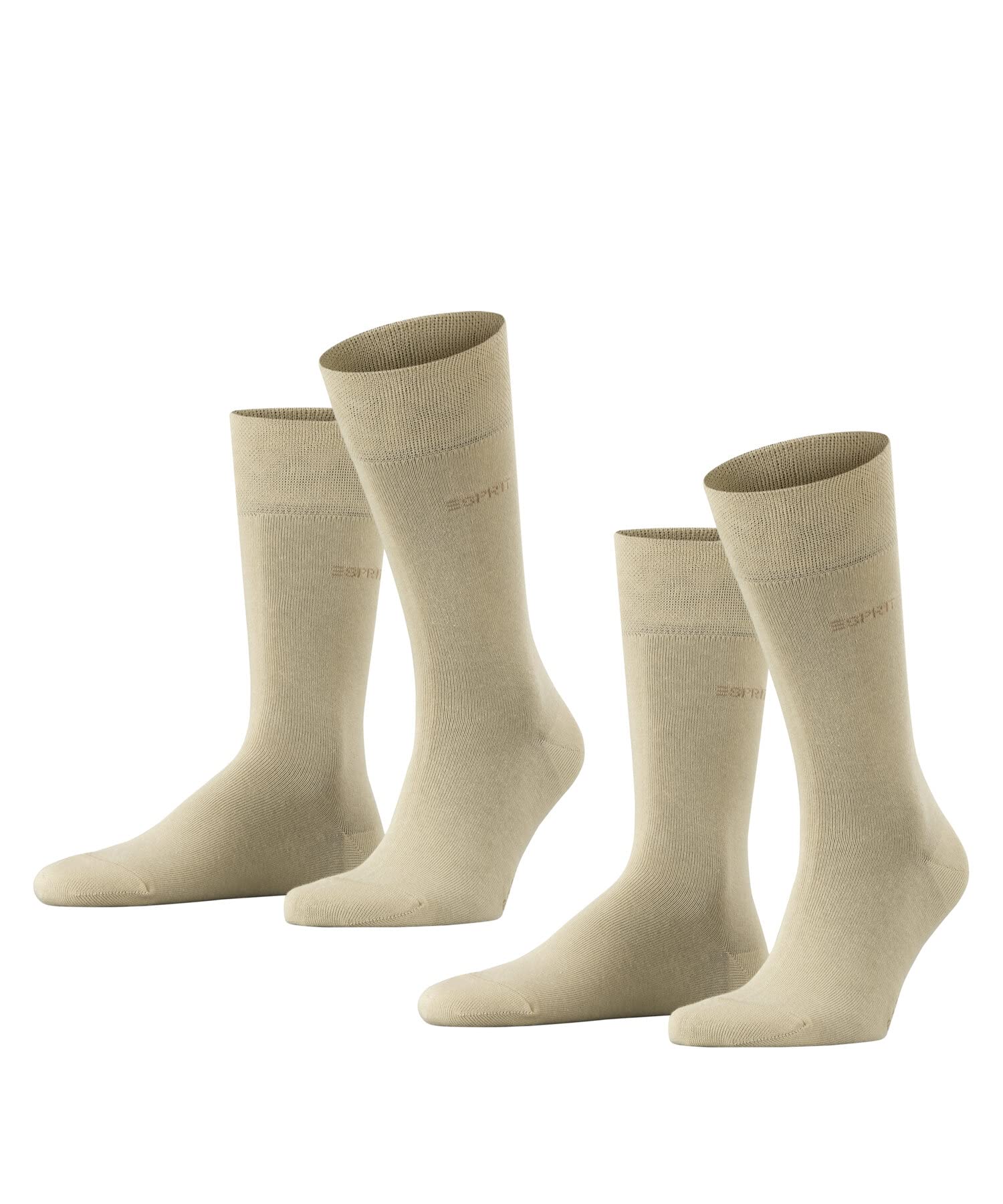 Esprit Men's Beige Cream 4011 Basic Easy Multipack M So Cotton Plain 2 Pairs Socks, 11.5-14