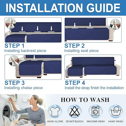 Miniatura 7 de ALIECOM Juego de 3 fundas para sofá modular en forma de L, resistentes al agua, acolchadas, gruesas, suaves, en forma de L, antideslizantes,