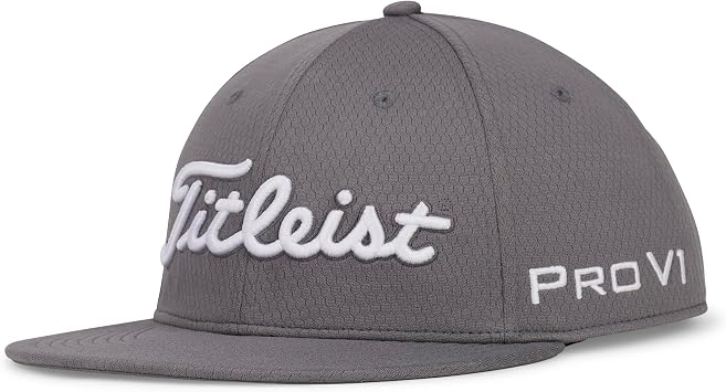 Titleist TH24ATEFBN2-0C1 Tour Elite Flat Bill Cap, Charcoal x White 0196665539617