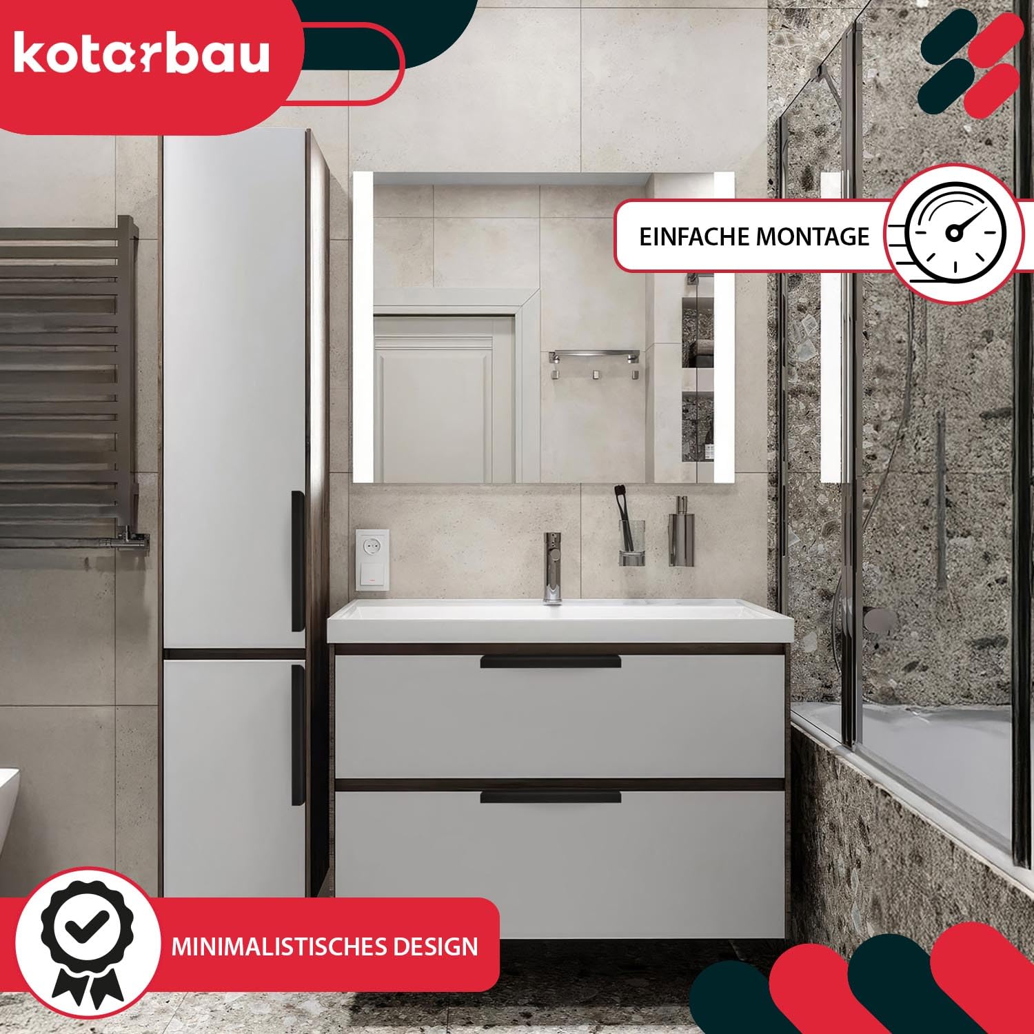 KOTARBAU ZnAl - Set di 6 maniglie per mobili, 340 mm, nero opaco, maniglie a vite posteriori, maniglie per cassetti, cucina, moderno