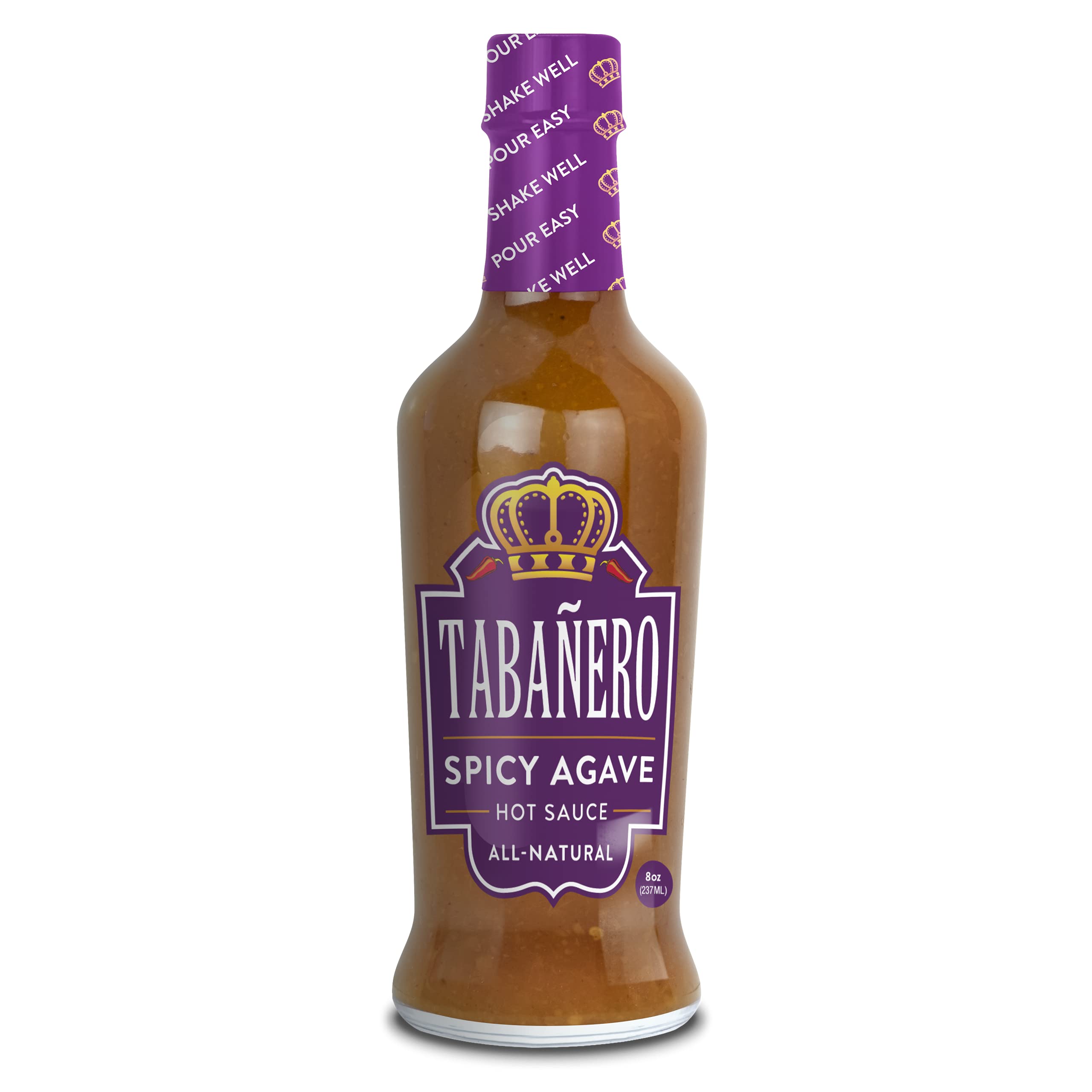 Sweet & Spicy Hot Sauce by Tabañero, Spicy Agave, Gourmet Gift, Party Favors, All Natural, Gluten Free, Low Sodium, Vegan, Kosher, Made in the USA, 8 oz. Bottle