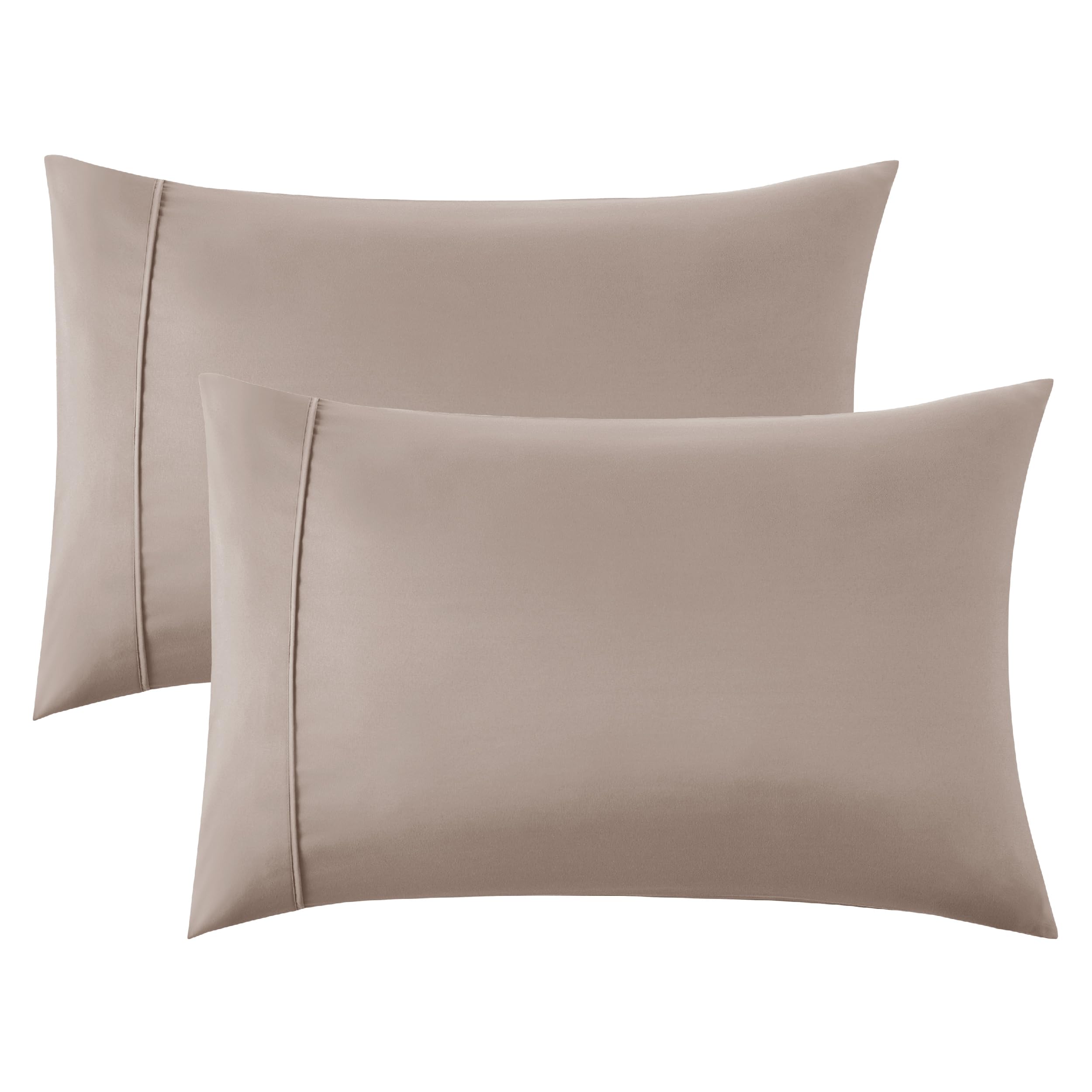 Bedsure Queen Pillow Cases Set of 2 - Khaki Polyester Microfiber Pillowcase 2 Pack, Super Soft and Cozy Pillowcase, Pillow Case Covers with Envelop Closure, 20x30 Inches