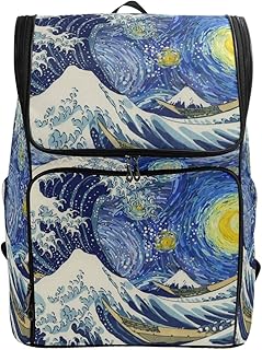 Zaino da scuola impermeabile per ragazze ragazzi Van Gogh Notte stellata grande onda Fuji Mountain Trekking Zaino Sportivo