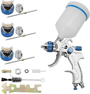 Trintion HVLP Lackierpistole Spritzpistole Kit Sprühpistole 3 Düsen 1,4 mm 1,7 mm 2,0 mm mit 600 ml Plastikbecher Farbsprühsystem für Zäune Decken Wandmalerei etc
