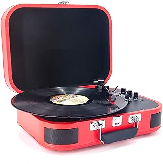 Vinyl Player with 2 Built In Stereo Speakers,Turntable Wireless Portable Phonograph with 3-Speed Belt-Drive Suitable for 7/10/12 Inch Record Gramophone