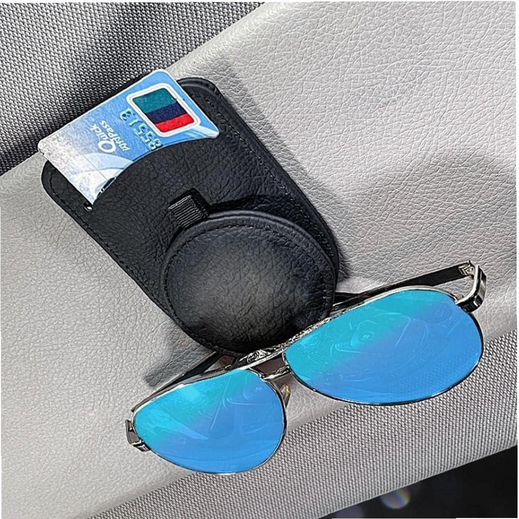 Sunglass Holder for Car Visor Car Driver Visor Organizer Adsorption Sunglasses Holder Clip for Storing Glasses Card Mask (Black) image 3
