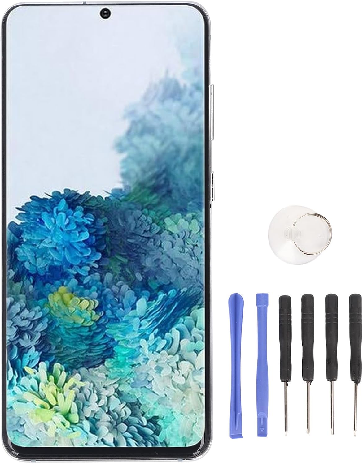 Phone Touch Screen Display Digitizer Assembly, 6.2in Screen Replacement with Middle Frame, High Brightness and 3D Touch, for S20 4G SM G980 SM G980U (Silver)